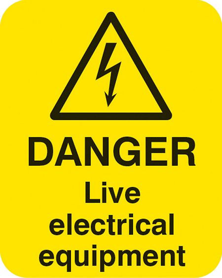 Danger live electrical equipment Sheet of 25 labels 40x50mm