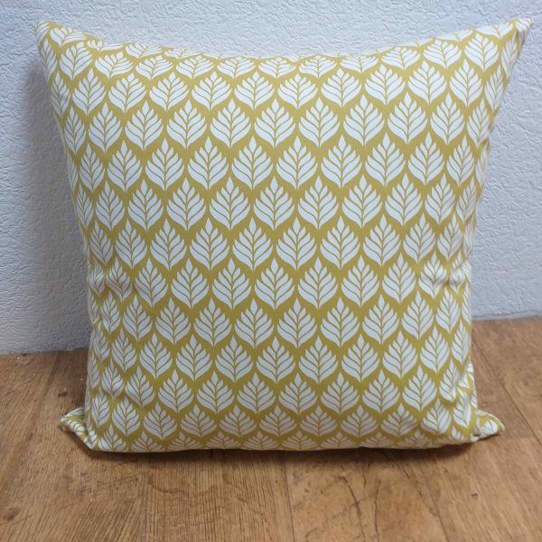 Ochre Yellow Elise Leaf Pattern Scatter Cushion / Cover 100% cotton