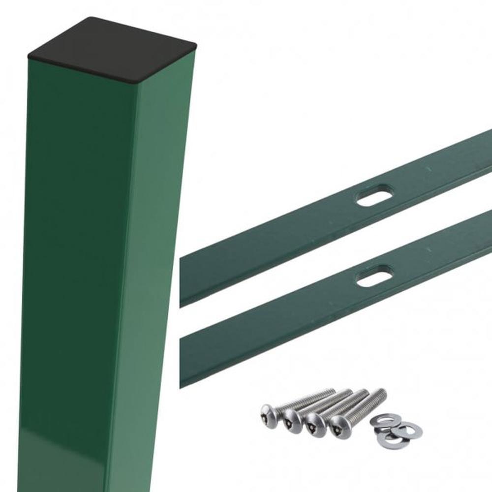 Green Corner Post For 1.2m High FenceWith Fixings (1.8m Overall Length)