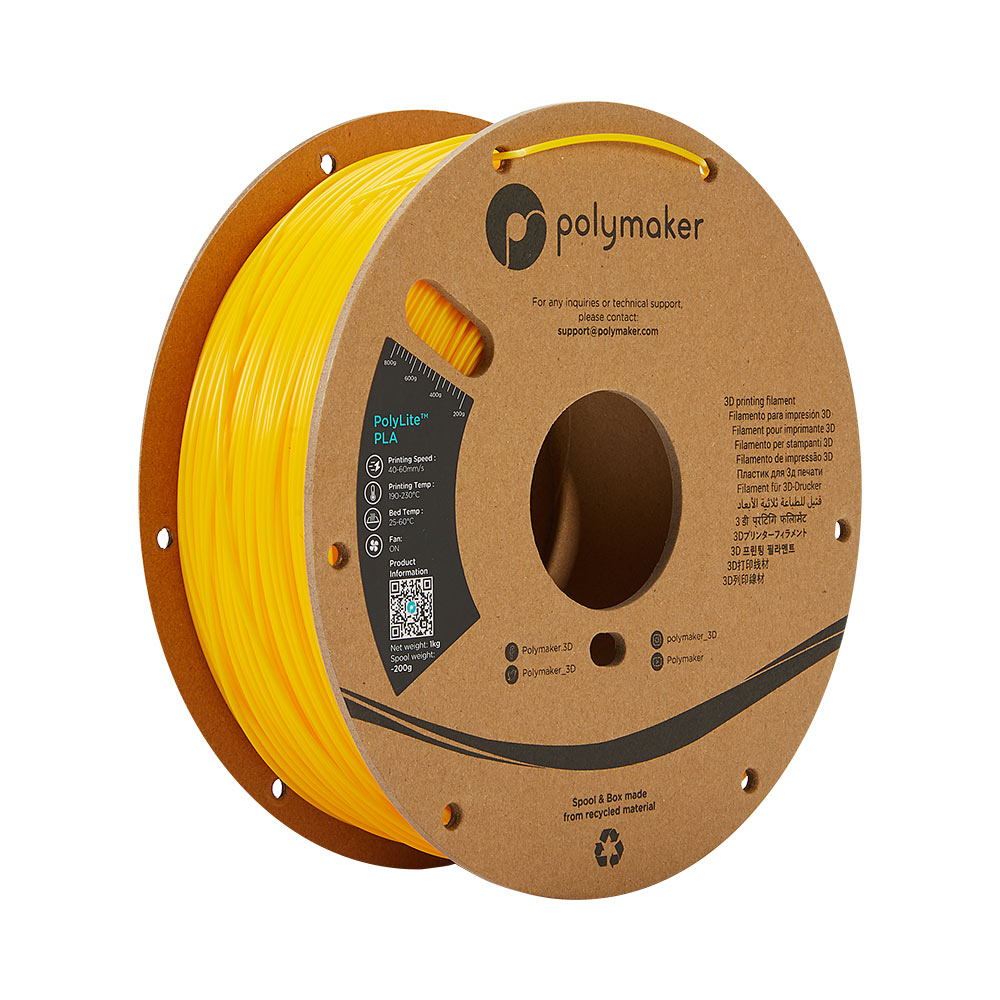 PolyMaker PolyLite PLA 2.85mm True Yellow 3D printer filament 1Kg