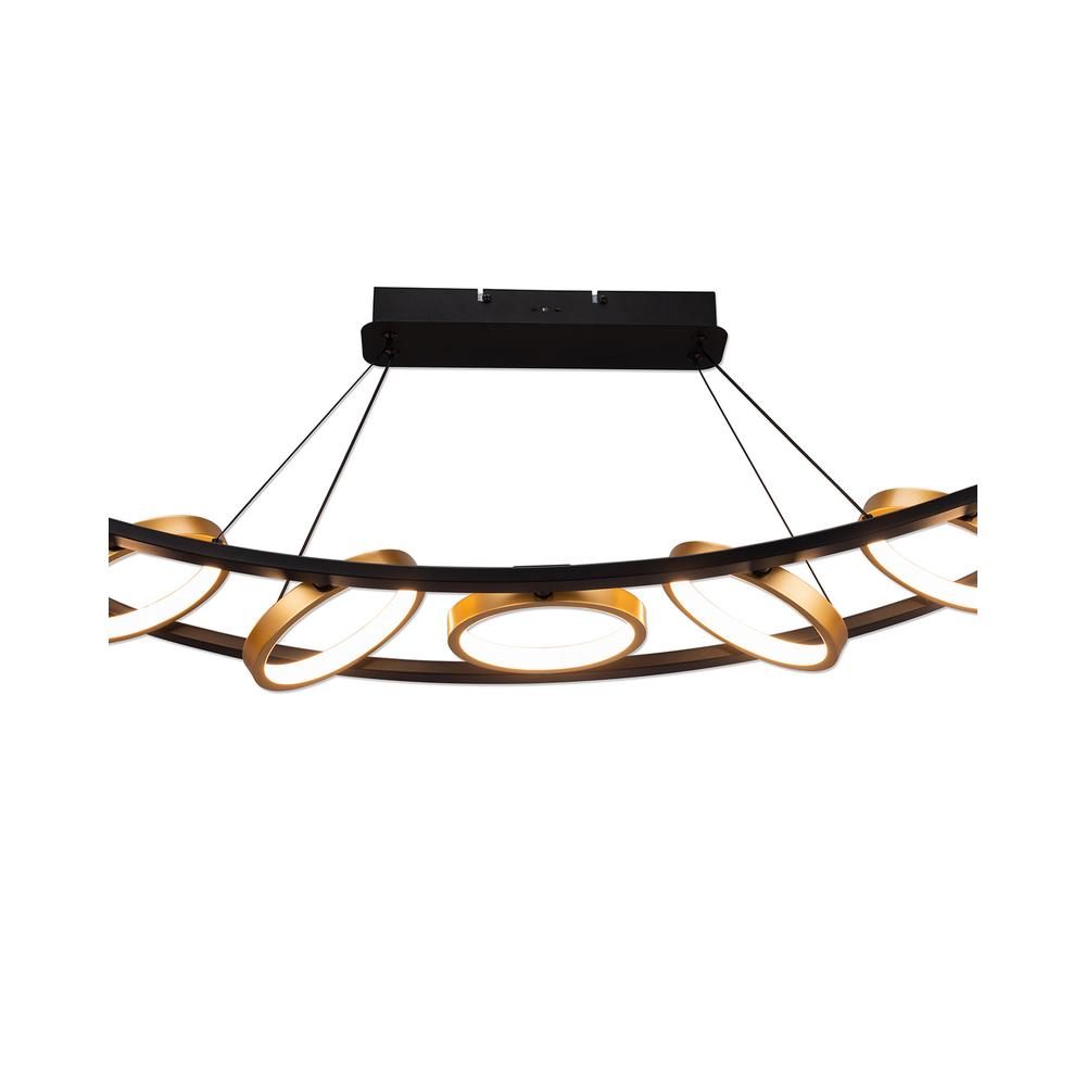 Luxuria Velvet Linear Pendant 5 Ring 36W LED 3200K 2200lm Satin Black / Gold