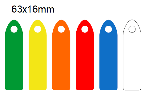 63x16mm Blank Colour-coded Key Tags, with fixing hole