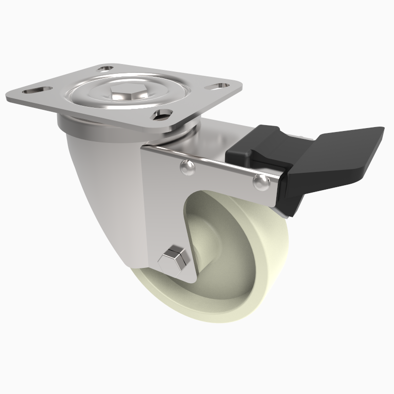 Nylon Plate Swivel Castor Brake 100mm 220kg Load