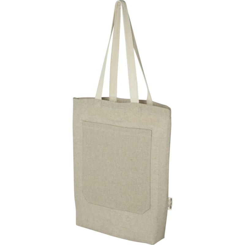 Pheebs 150 g/m&sup2; recycled cotton tote bag with front pocket 9L