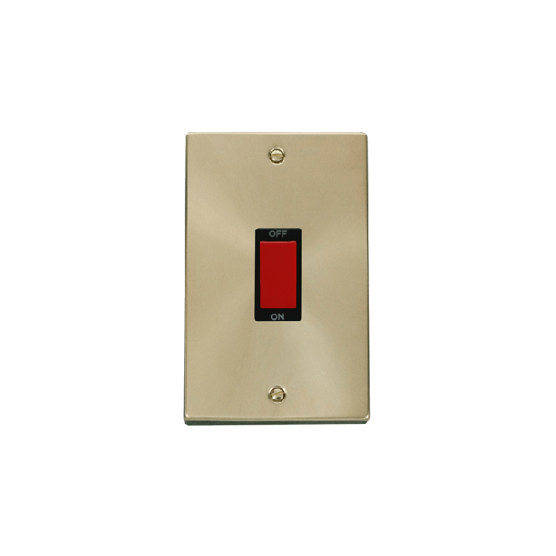 Click Deco 2 Gang 45A DP Switch Satin Brass Insert Black