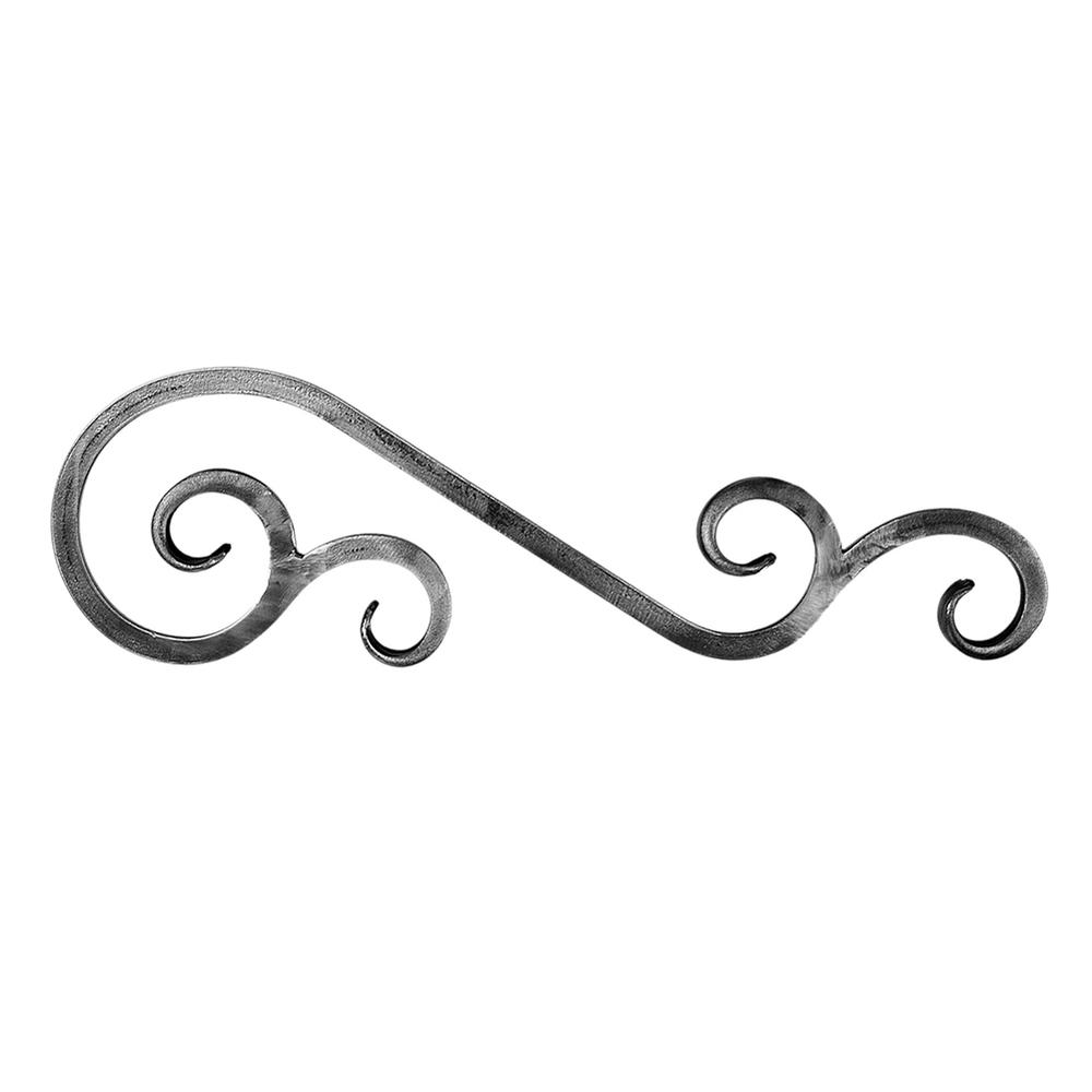 Decorative Scroll - H 150 x W 500mmSmooth - 14mm Square Bar