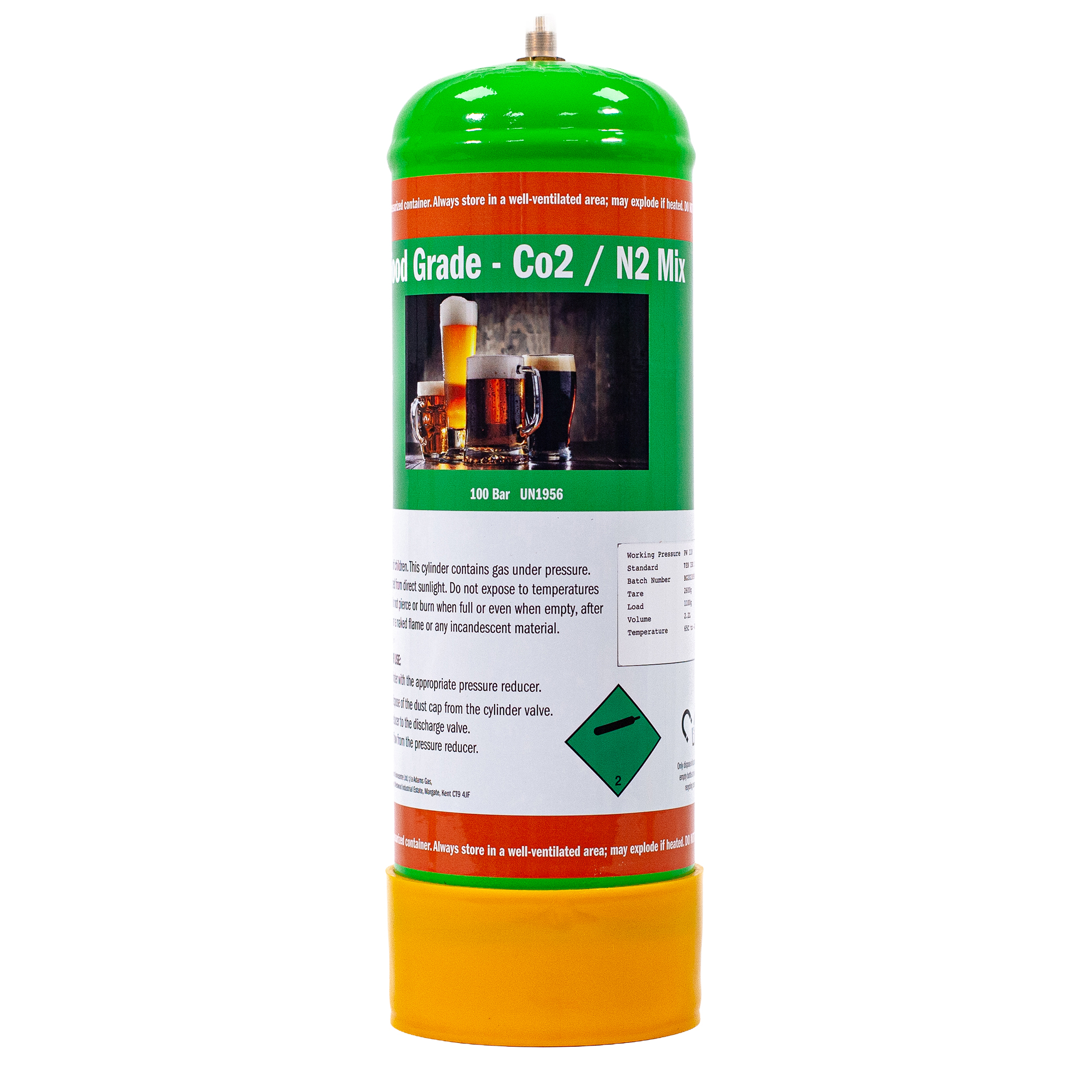 Beer Gas disposable cylinder for a smooth and creamy finish 70/30 mix – 2.2L – M10-1RH