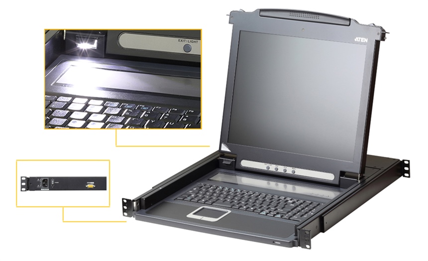 CL1000M Aten 17&#34; LCD Console Drawer, 1U, Keyboard & Touchpad Mouse, (PS/2-USB, VGA) with LED back light (CL1000M-ATE) ATEN LCD CONSOLE