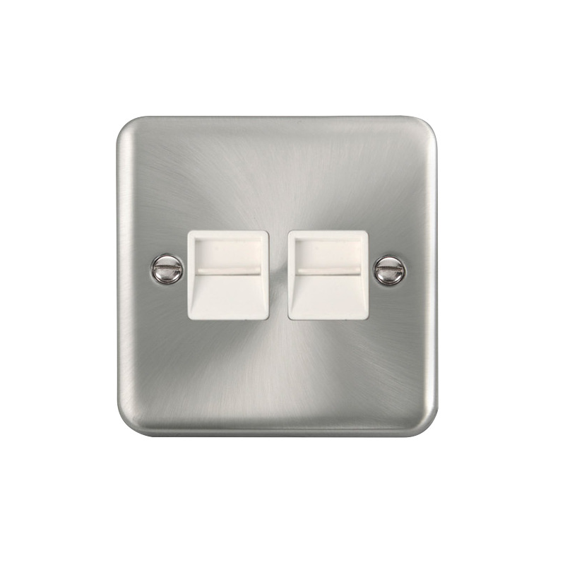 Click Deco Plus Twin Telephone Outlet (Secondary) Satin Chrome White Inserts