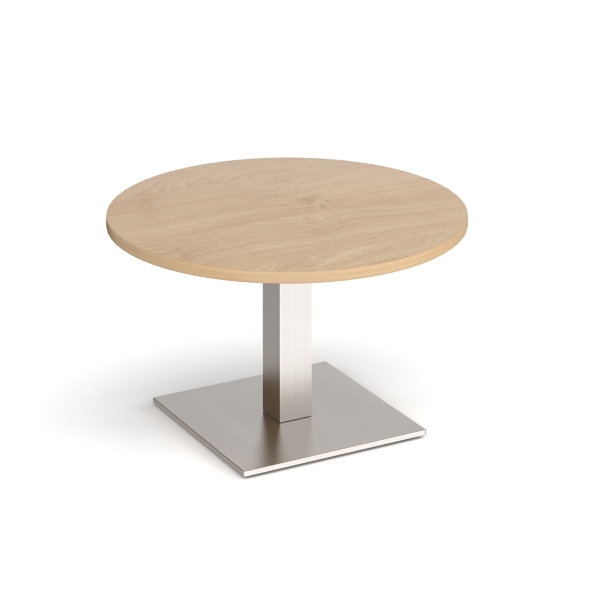 Brescia Circular Coffee Table with Brushed Steel Base - Kendal Oak