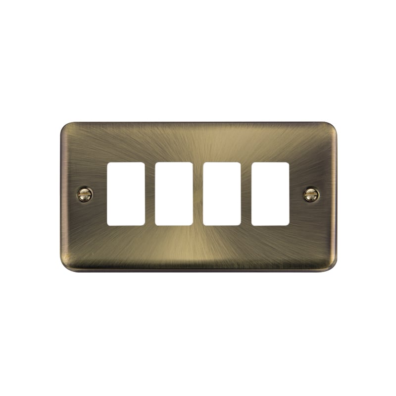 Click GridPro Deco Plus 4 Gang Frontplate Antique Brass