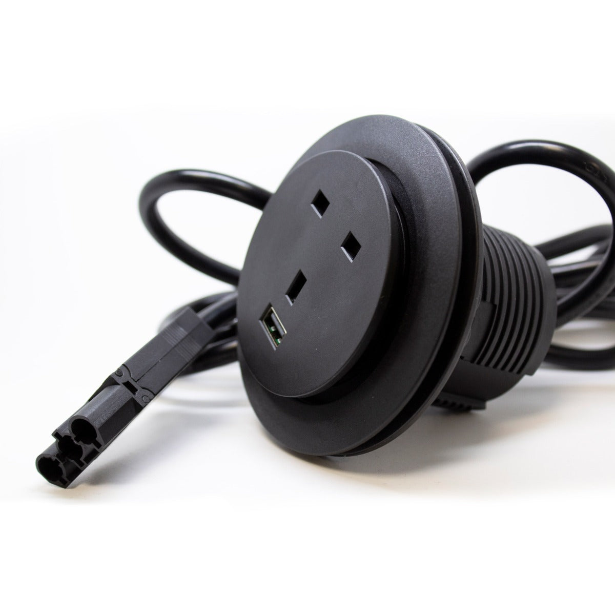 Ion Cable Hole Grommet Desktop Power - Fits 60mm or 80mm Cable Ports - 1 UK Socket - 1 USB A - White or Black Option Near Me