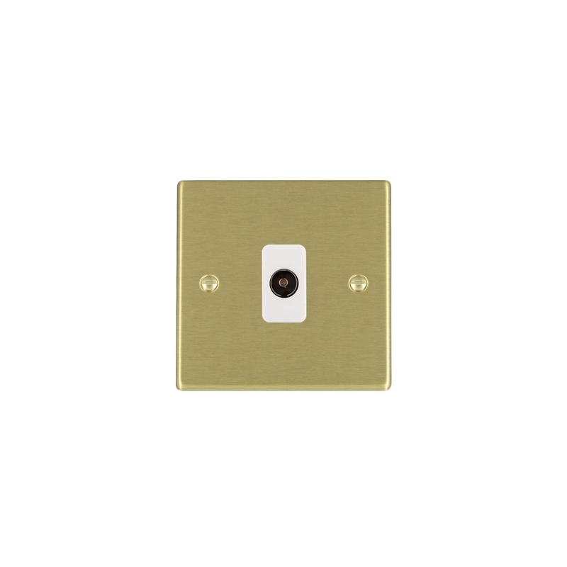 Hamilton Hartland 1 Gang Isolated TV Outlet Satin Brass/White Insert