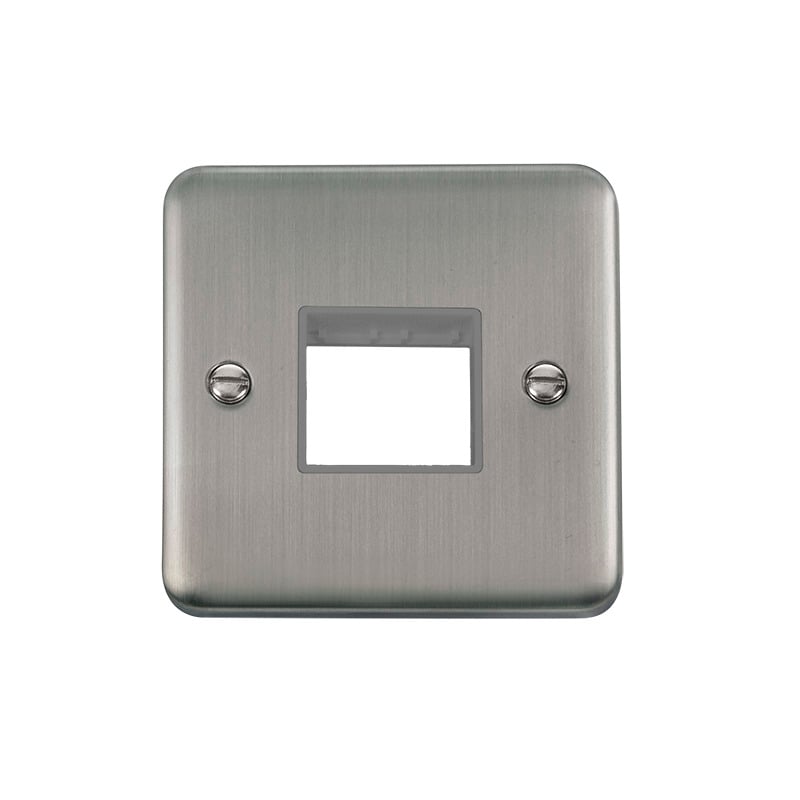 Click Deco Plus MiniGrid 2 Aperture Face Plate Stainless Steel Grey Inserts