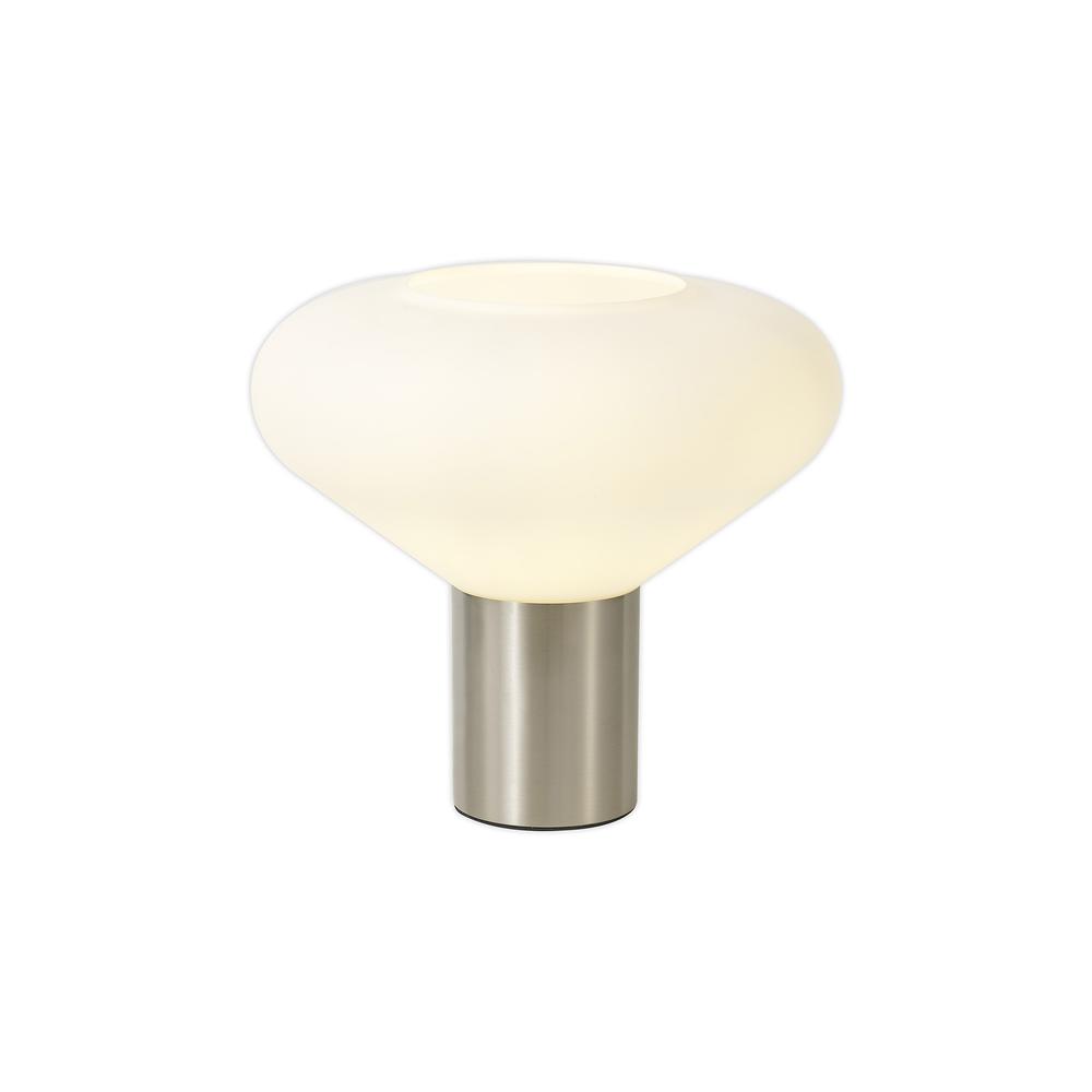 Luxuria Nexus Wide Table Lamp E27 Satin Nickel/Opal Glass