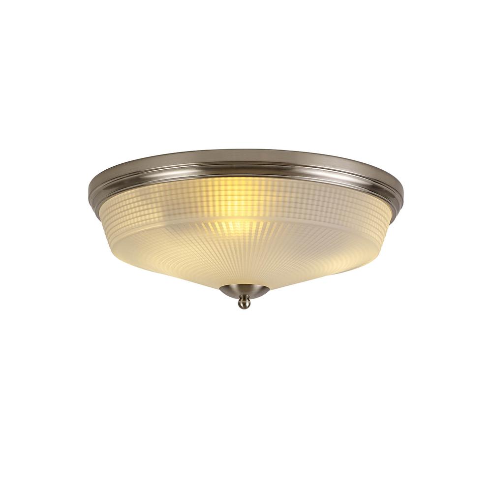 Luxuria Toussenel 43.8cm 3 Light E27 Flush Ceiling Light Satin Nickel/Frosted Glass