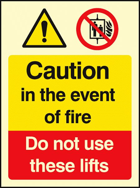 Caution in the event of fire do not use these lifts