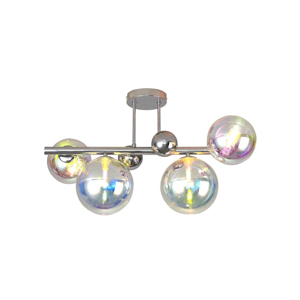 Luxuria Mateo Semi Flush Ceiling Light 4xG9 Polished Chrome/Iridescent/Chrome Glass