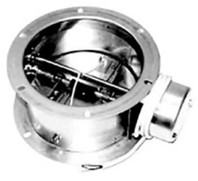 VKM 710 Back draft damper with servo motor (230V/50Hz/25W) driven shutter in galvanized steel, and shutter blades inseawater resistant aluminium. Fails closed.