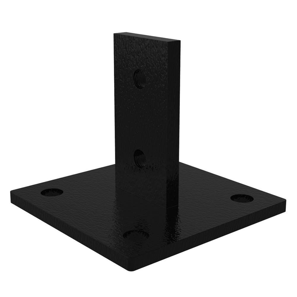 Parkland Fence Bolt-Down Foot - Black 100 x 100mm Base 86mm High - Powder Coat 