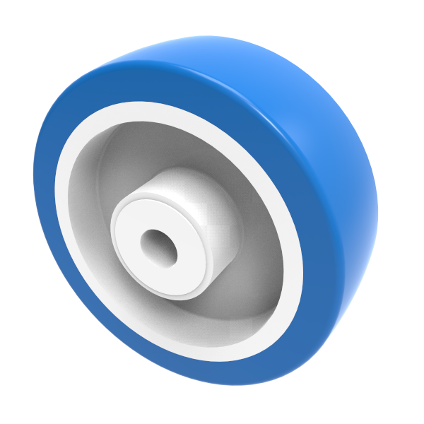 Soft Blue Polyurethane Nylon 80mm Plain Bearing Wheel 210kg Load