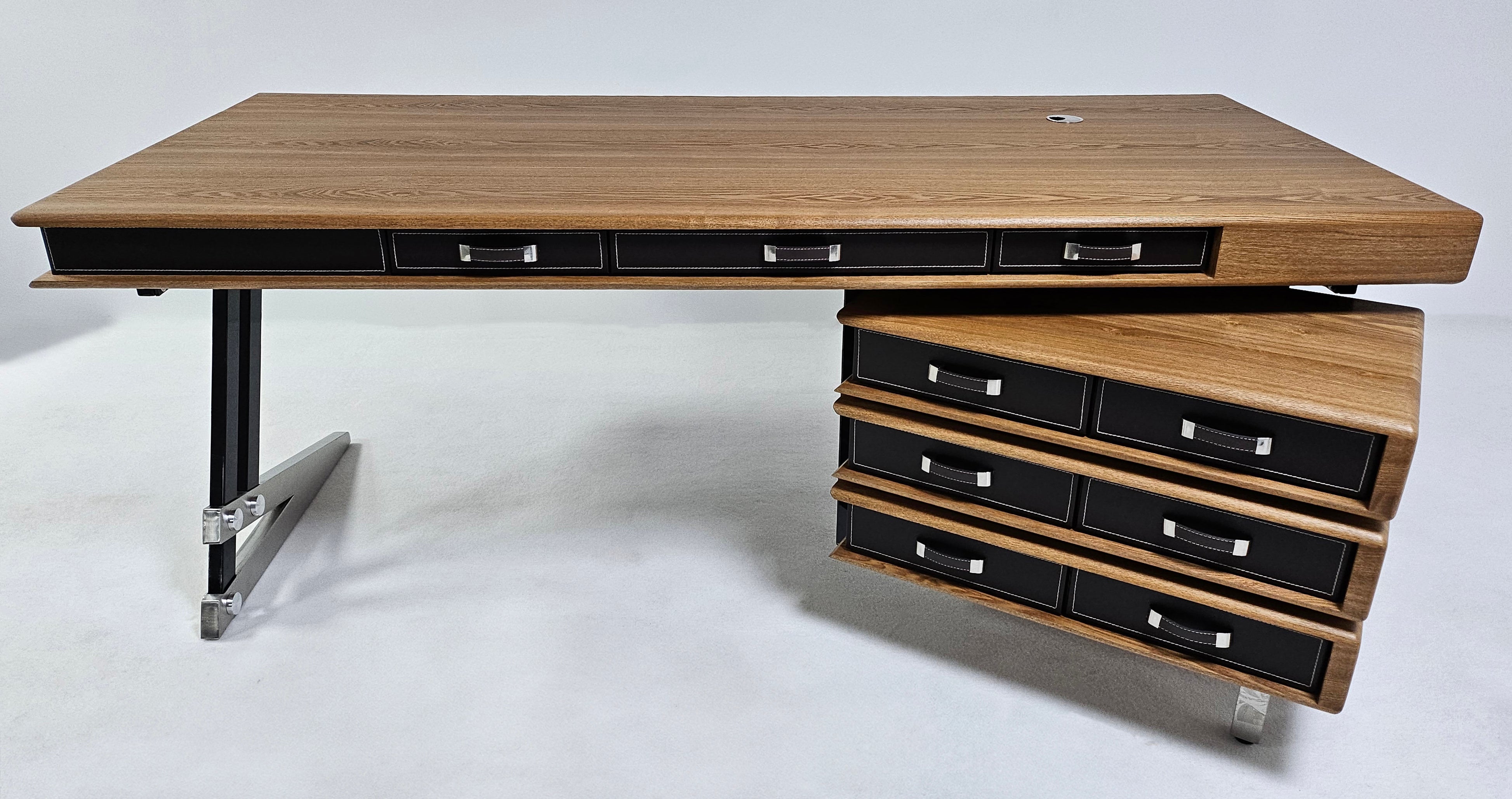 Providers Of Solid Oak Veneer Executive Office Desk with Built in Storage - 2000mm - CR-Designer UK