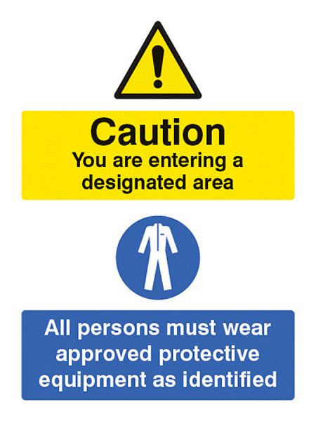 Designated area all persons must wear approved PPE