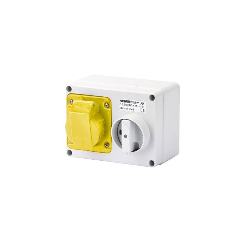 Gewiss Fixed Interlocked Socket IP44 16A 2P+E 110V Yellow