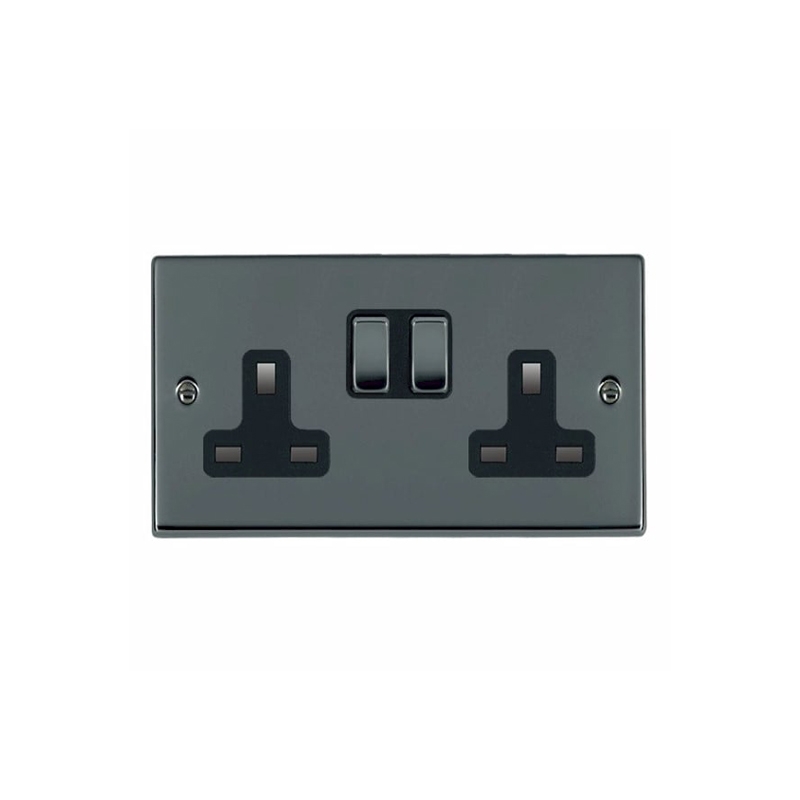 Hamilton Hartland 2 Gang 13A Switched Socket Black Nickel