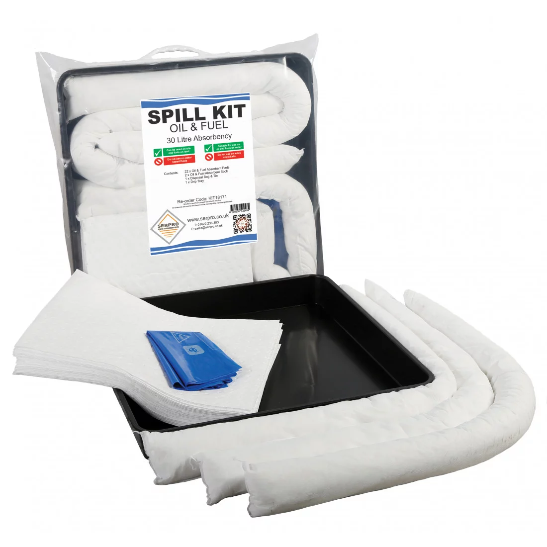 30 Litre Oil and Fuel Compact Spill Kit with Drip Tray