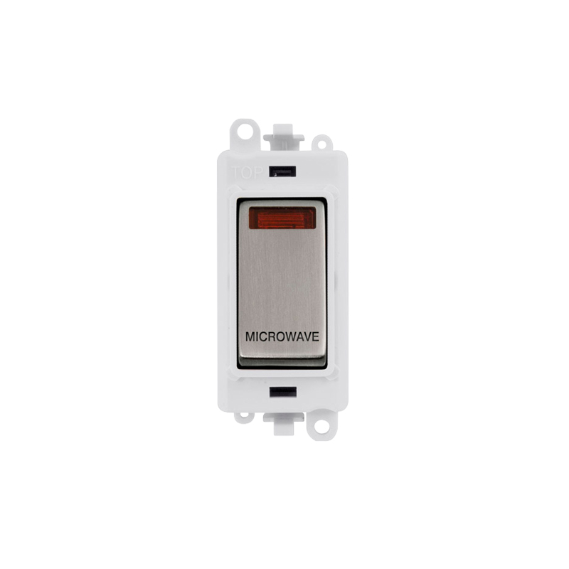 Click GridPro 20AX Stainless Steel DP Switch Module with Neon Microwave Insert Polar White