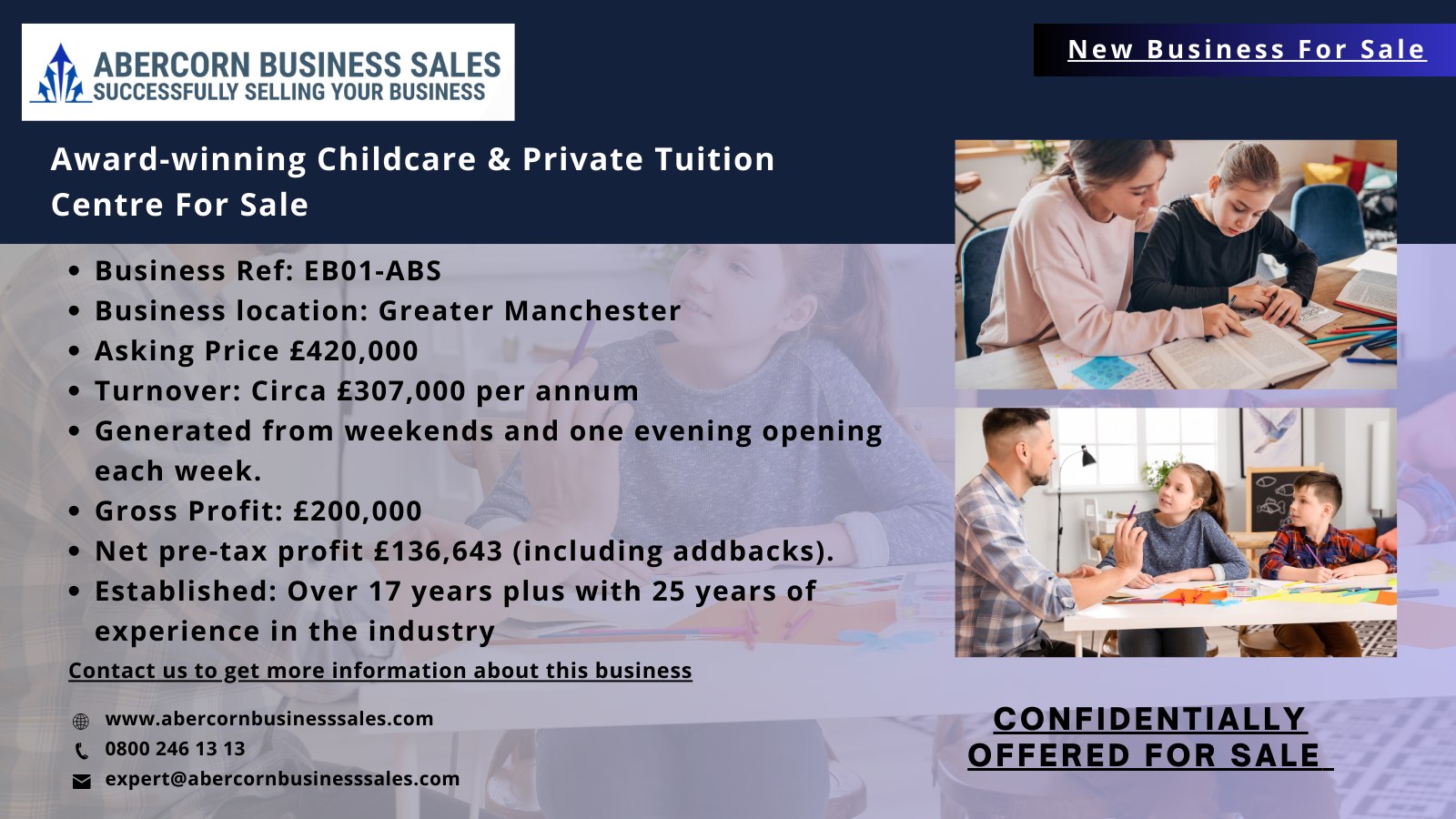 EB01-ABS - Award-winning Childcare & Private Tuition Centre for Sale