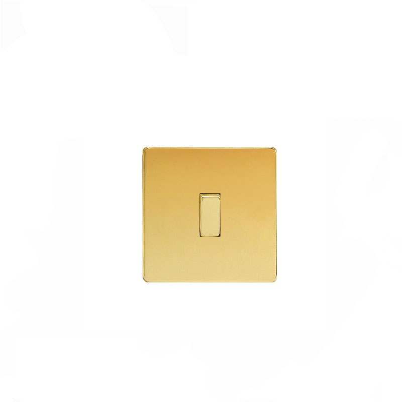 Varilight Screw Less Flat Plate 20A DP Switch Polished Brass