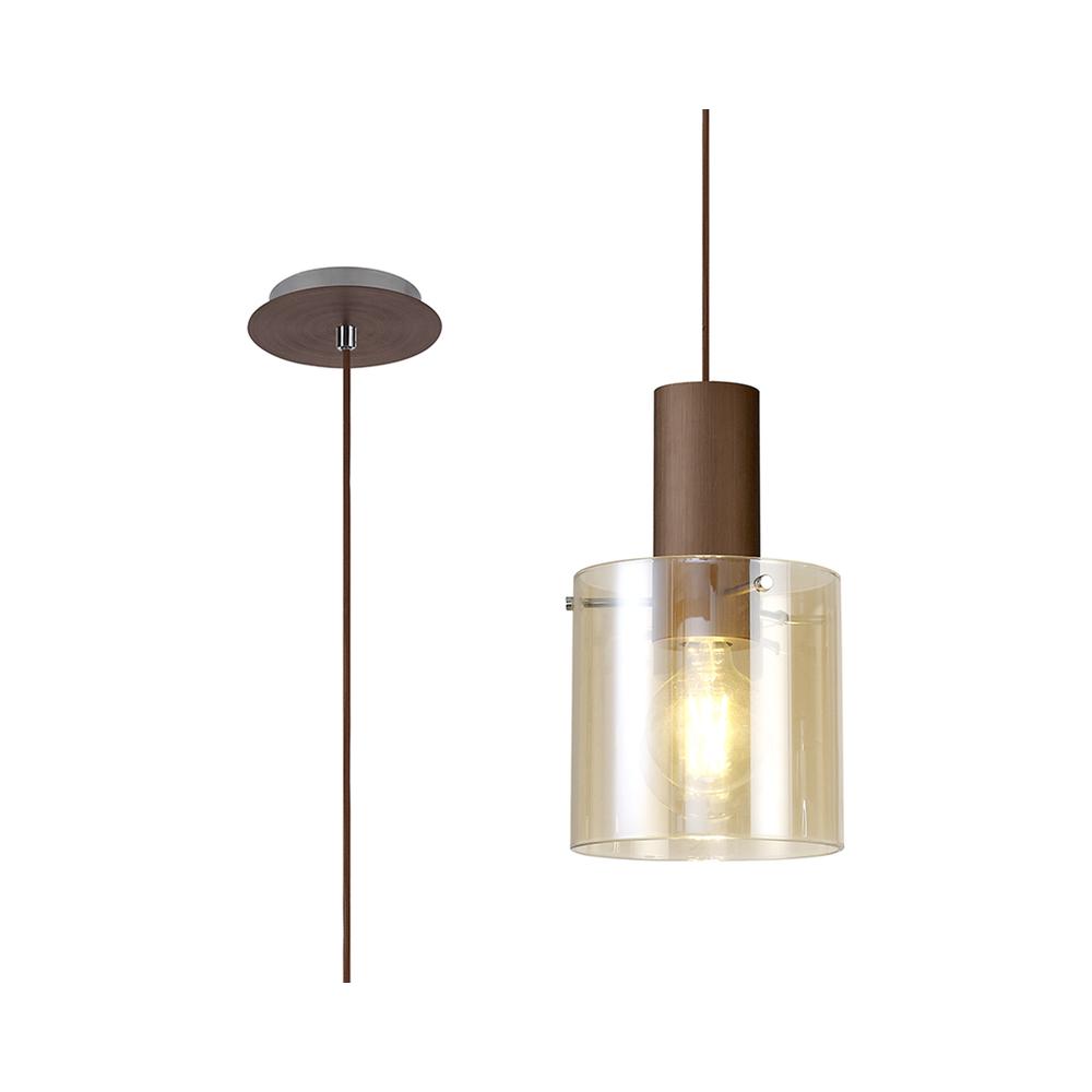 Luxuria Fusion 20cm Single Pendant Light Adjustable E27 Mocha/Amber Glass