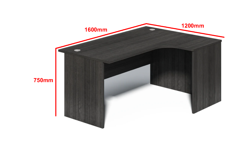 Modern Right Hand Grey Oak Home Office Desk - 1600mm or 1800mm - DG-D01-R UK