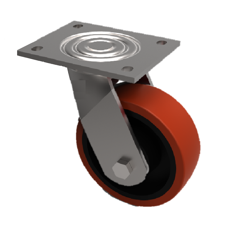 Polyurethane Cast Iron Plate Swivel Castor 150mm 600kg Load