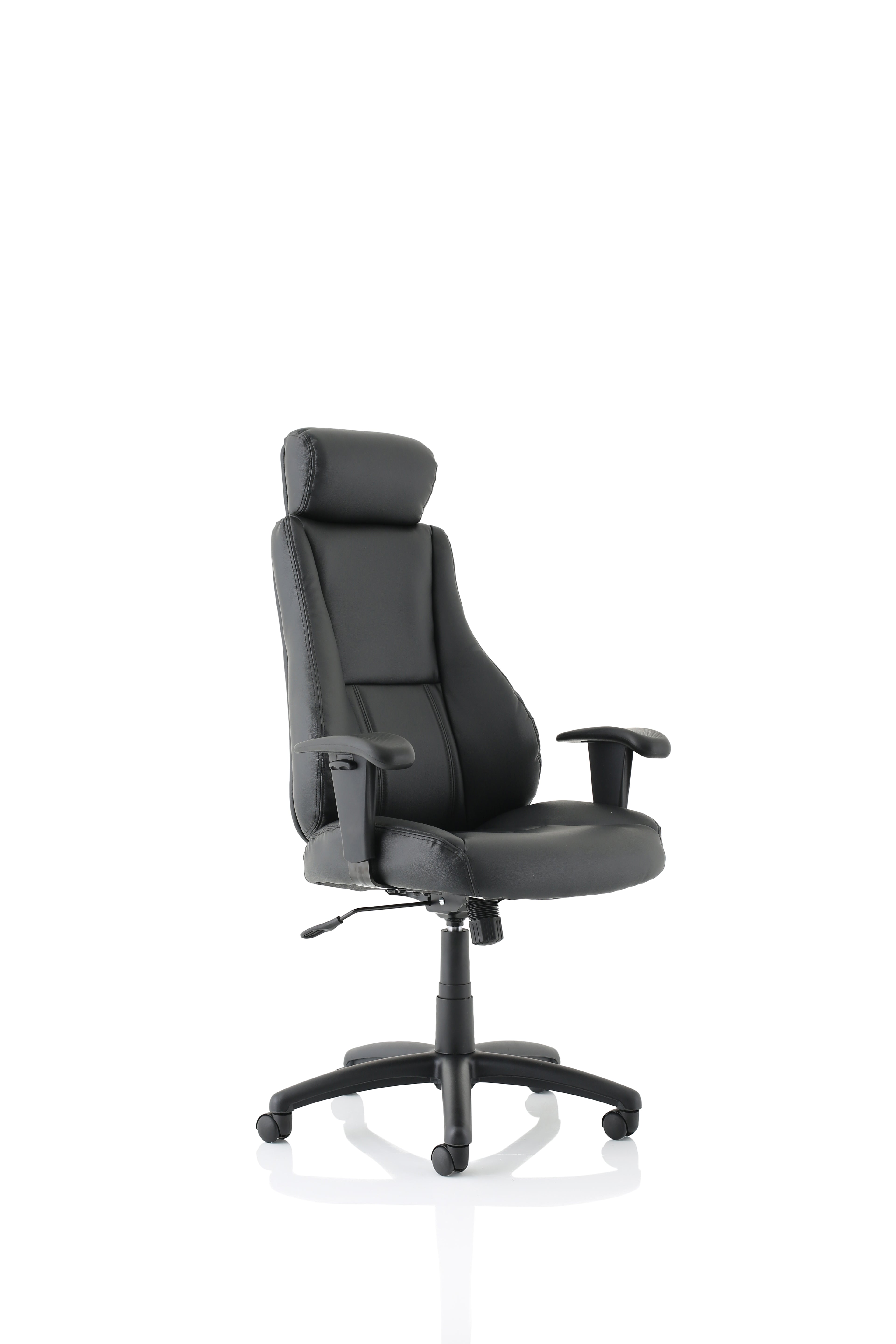 Winsor High Back Black Faux Leather Office Chair with Height Adjustable Arms UK