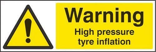 Warning high pressure tyre inflation