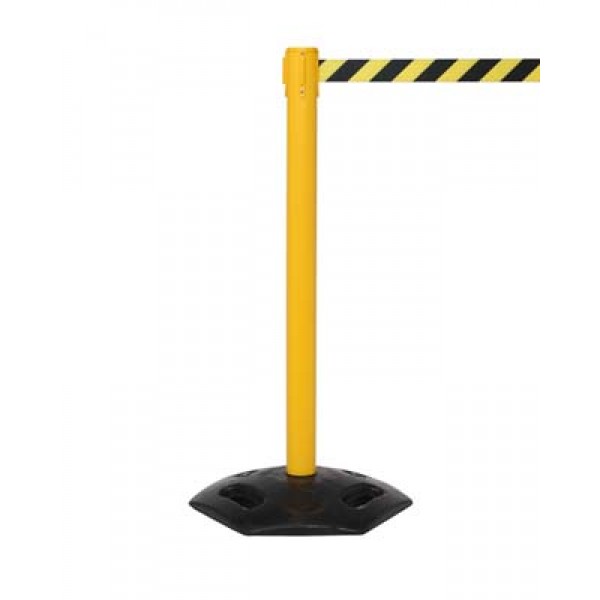 Retractable Industrial Yellow Barrier Post with 3.4m Webbing