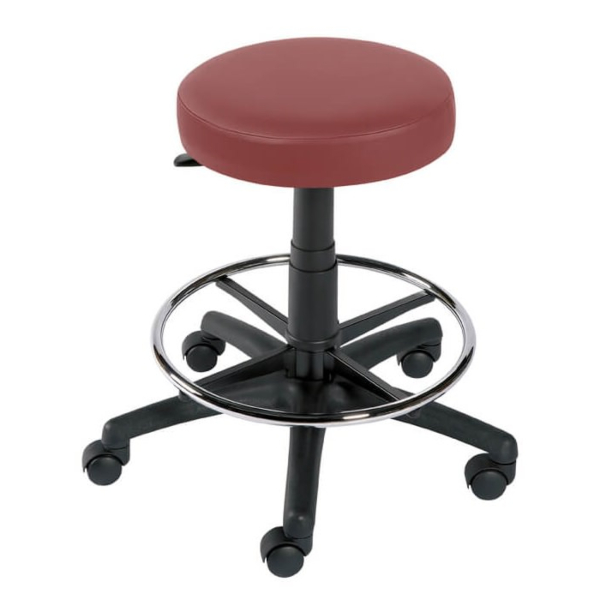 Gas Lift Examination Stool with Foot Ring - Red Wine