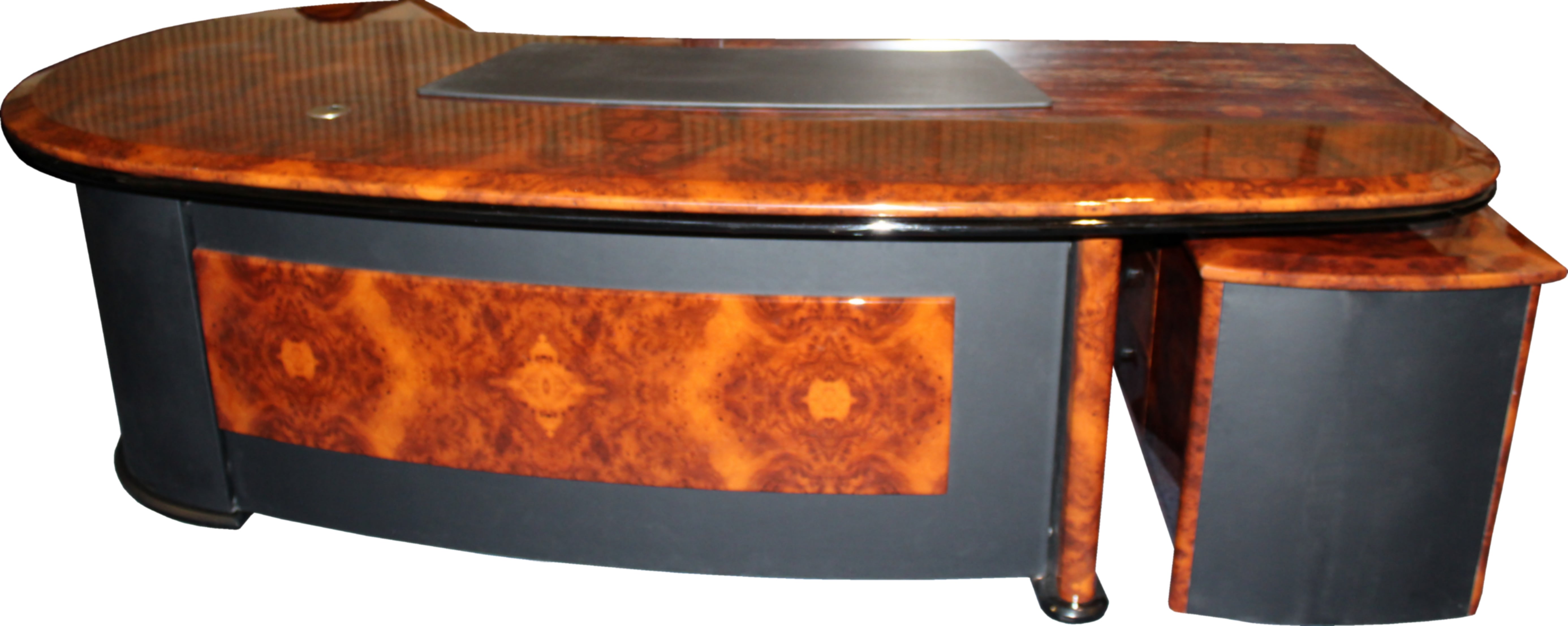 Specialisting In Luxury Executive Desk With Curved Design HAY-16841 Walnut with Black Leather 2600mm