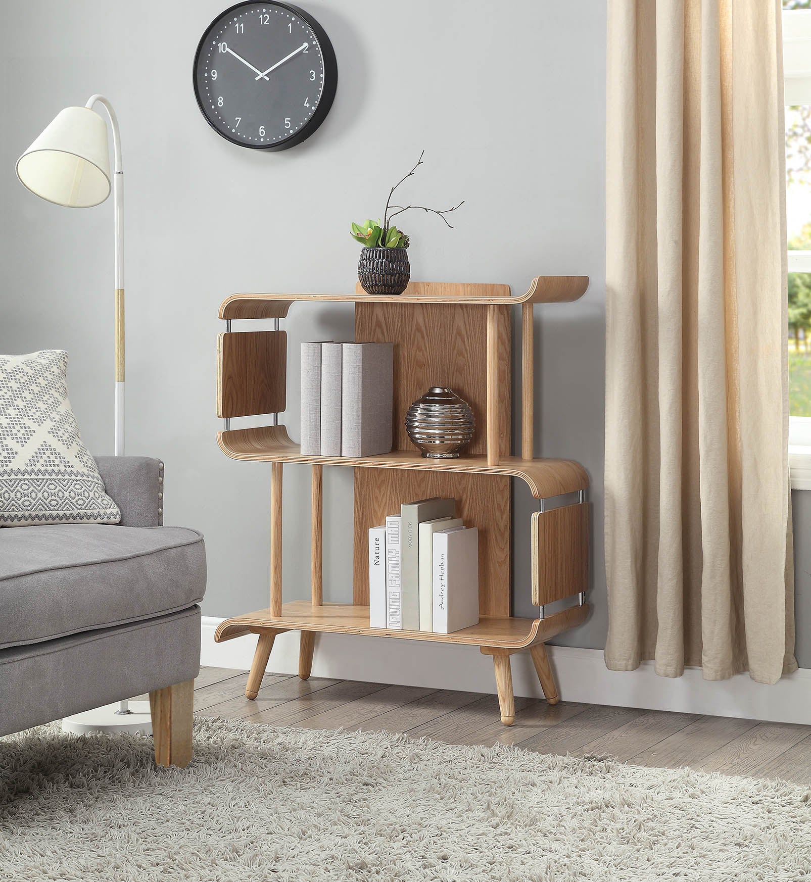Providers Of Contemporary Open Storage Short Bookcase in Oak - 800mm - PC611 UK