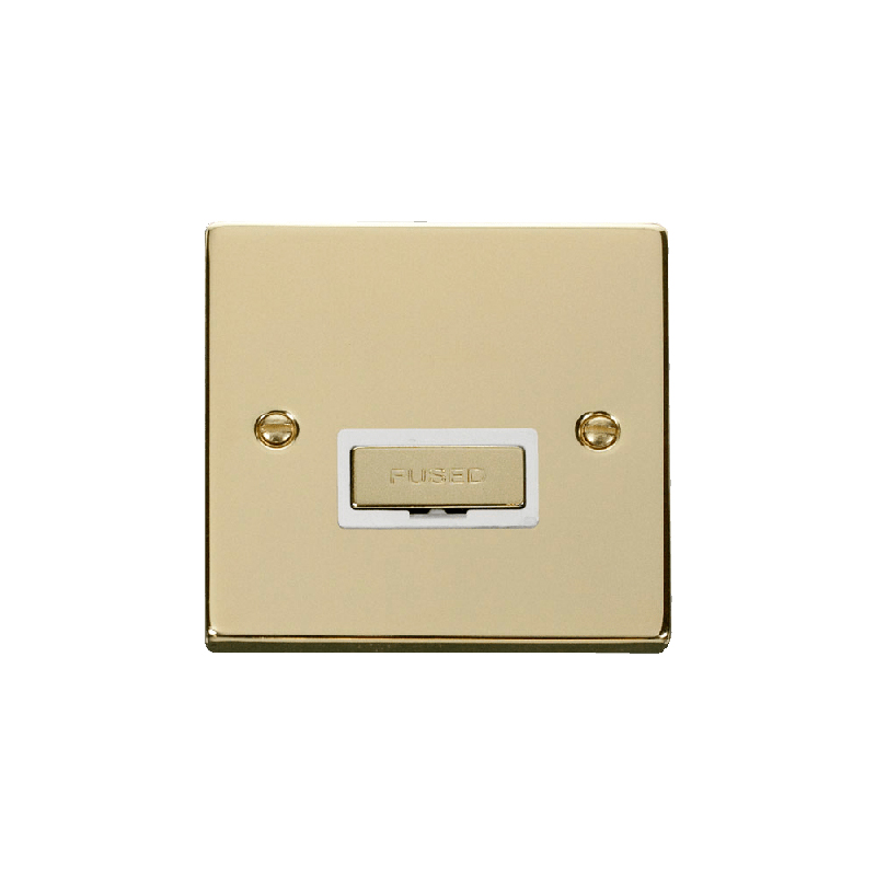 Click Deco 13A Fused 'Ingot' Connection Unit Polished Brass Insert White