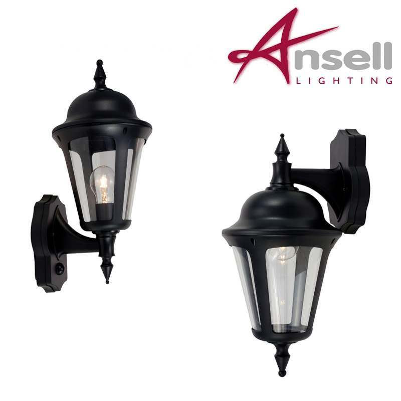 Ansell Latina Polycarbonate Wall Lantern: Black with PIR