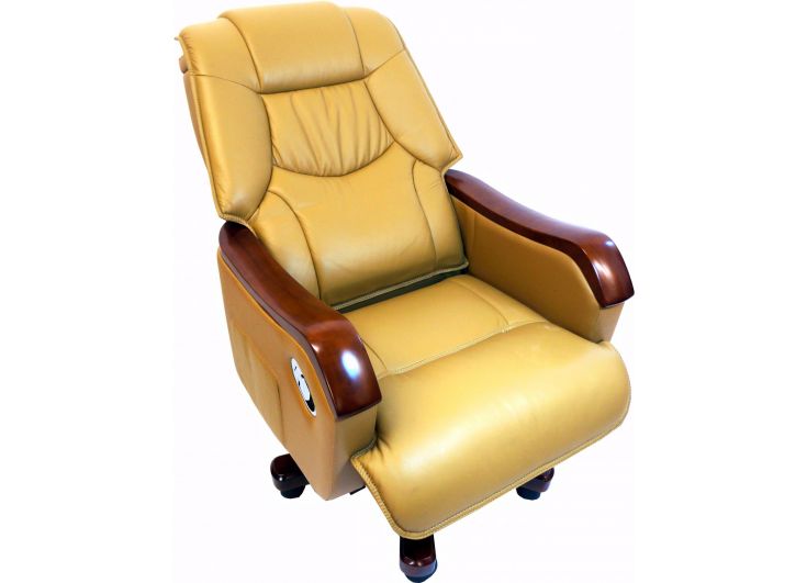 Quality Executive Genuine Beige Leather Office Chair - FD3B UK