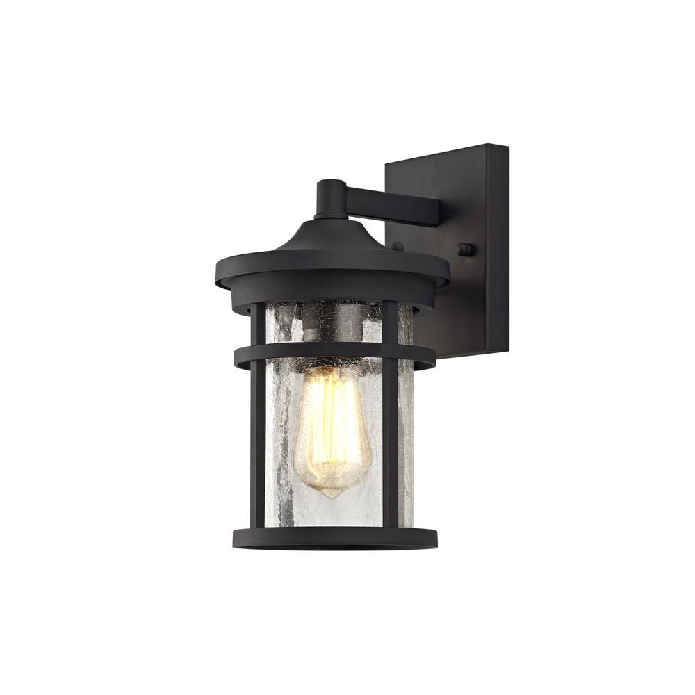 Luxuria Eos Wall Light E27 Black/Clear Crackled Glass IP54