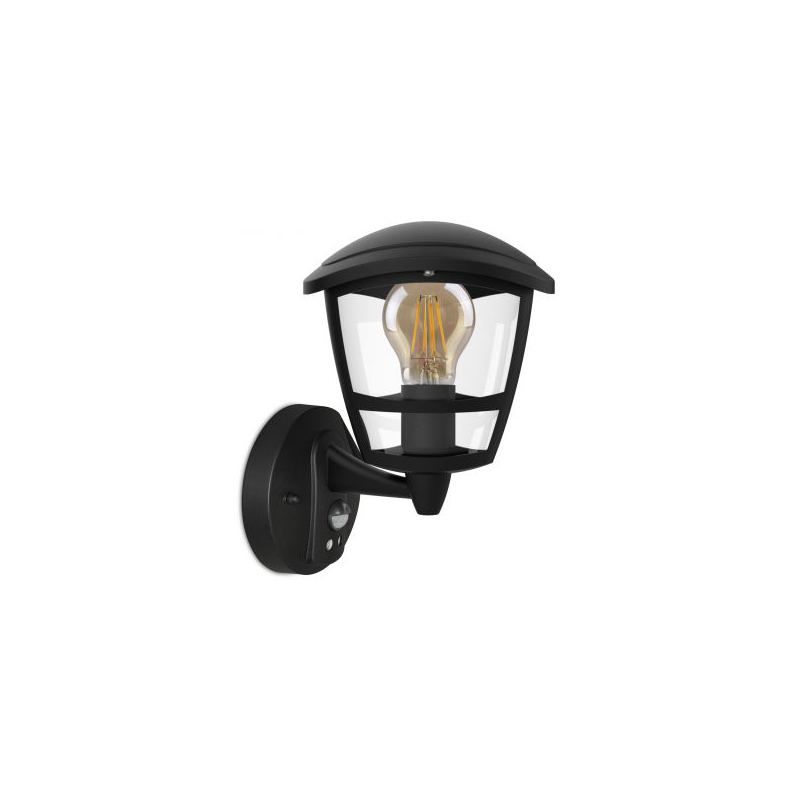 Kosnic Daintree E27 Wall Lantern Bottom Arm With PIR Black