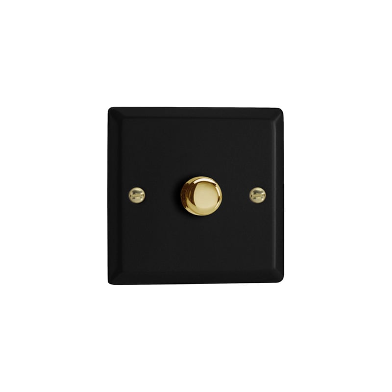 Varilight Vogue 1G 2 Way Push On/Off Rotary LED Dimmer Matt Black