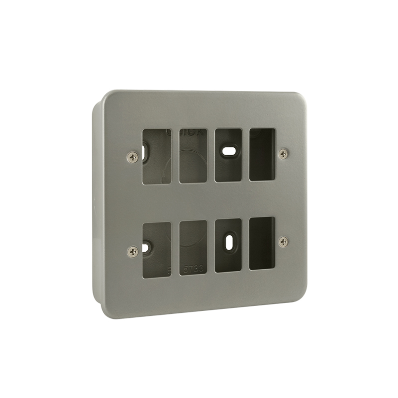 Click GridPro Metal Clad 8 Gang Frontplate with Back Box