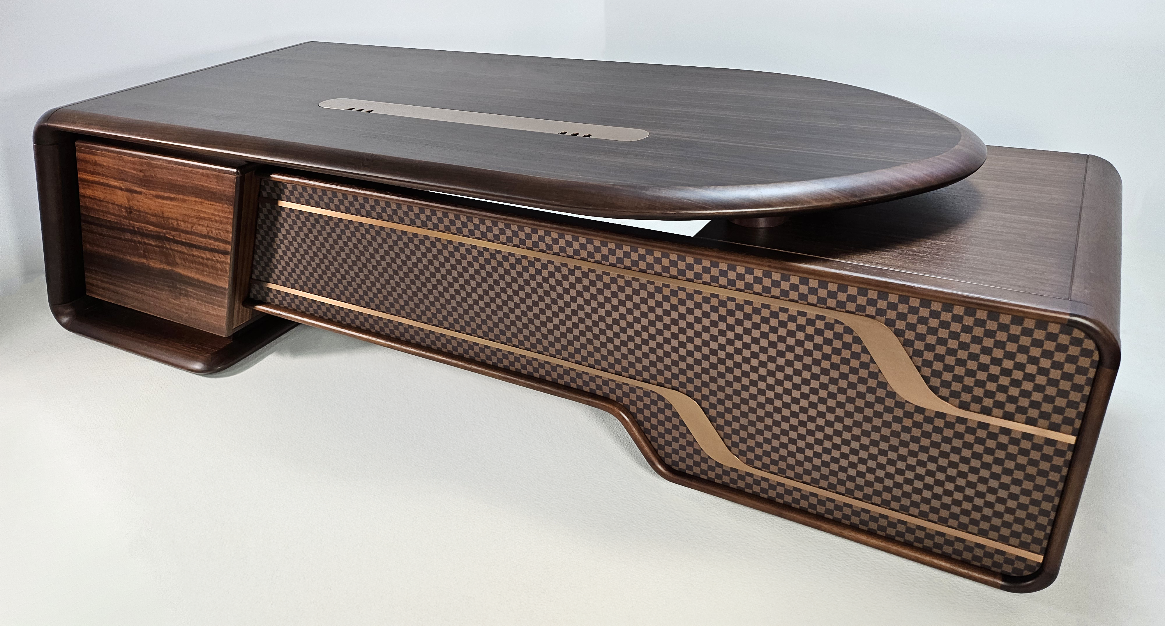 Providers Of Solid Wood Curved Executive Office Desk with Built in Storage - 2800mm - GU-D28 UK